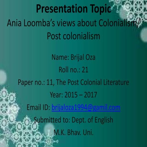 Paper -11, The Post Colonial Litrature | PPTX