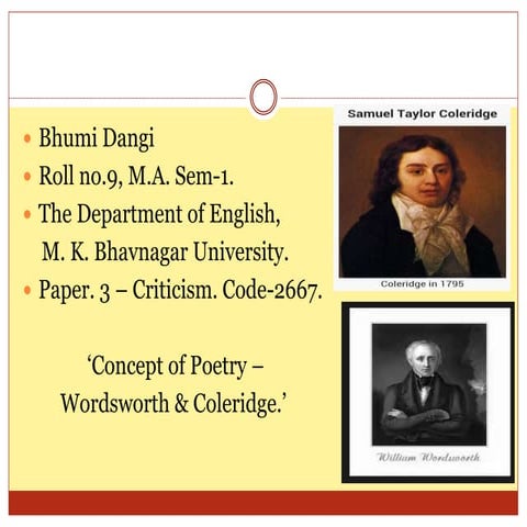 Concept of Poetry- Wordsworth and Coleridge