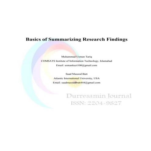 Basics of Summarizing Research Findings 