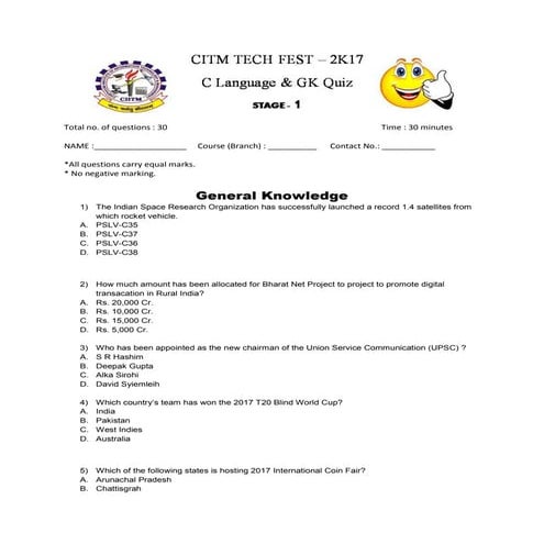 Quiz Competition Stage-1