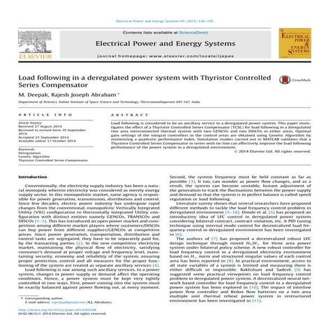 PaperLoad following in a deregulated power system with Thyristor Controlled S...