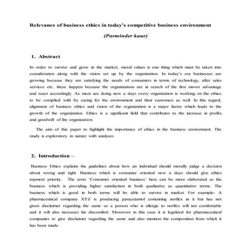 research paper on business ethics 