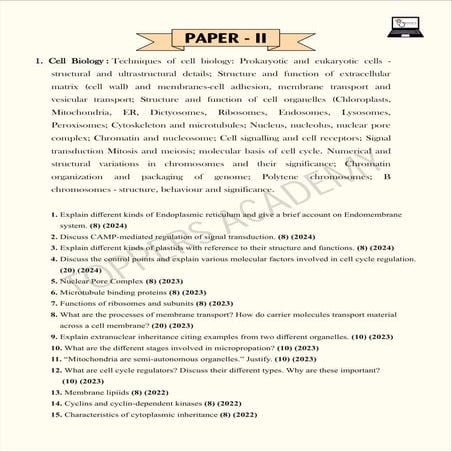 Cell Biology Previous Year Question Papers – IIT JEE, NEET & University ...