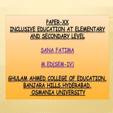 KEY DEBATES ON INCLUSIVE EDUCATION