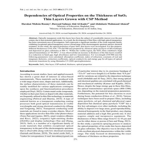 Optical Properties and Thickness Effects of SnO2 Thin Films via ...