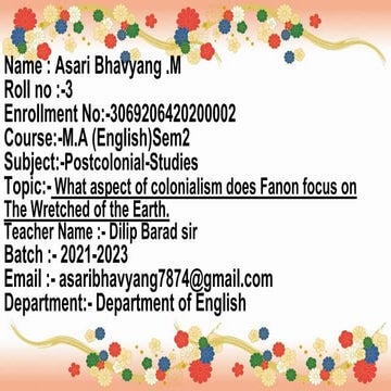 What Aspect Of Colonialism Does Fanon Focus On The Wretched Of The Earth "