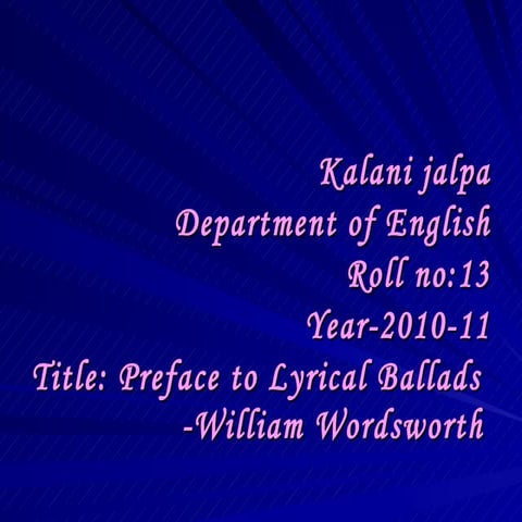Paper 3 preface to lyrical ballads