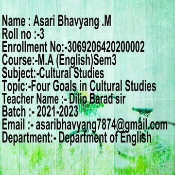 Four Goals In Culture Studies