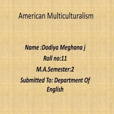 American Multiculturalism