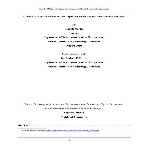Paper - Growth of mobile services, its global reach and its impact on GDPs of nation