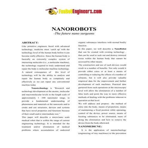 Paper presentation-nano-robots