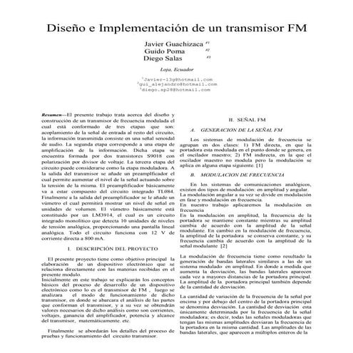 Electrónica: Diseño e Implementación de un transmisor FM