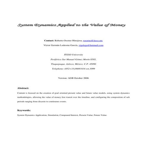 Future Value and Present Value --- Paper (2006)