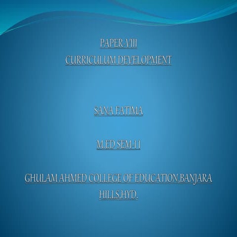 SCIENTIFIC MODELS OF CURRICULUM DEVELOPMENT RALPH TYLER AND HILDA TABA