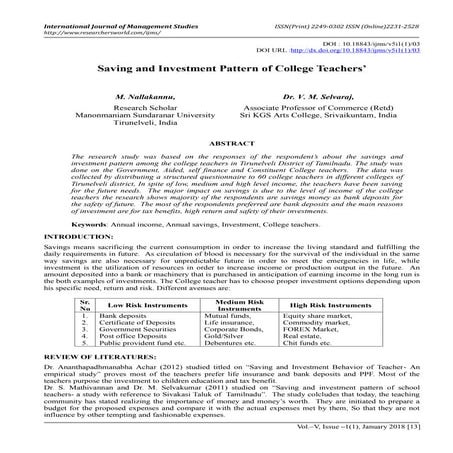 savings and investment pattern of college | PDF