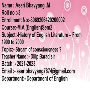 Stream Of Consciousness ? Sem :- 2