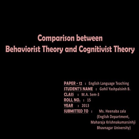Comparison between behaviorist theory and cognitivist theory