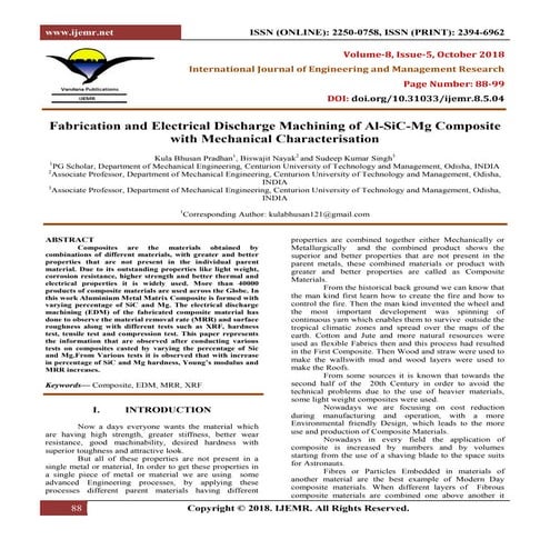 Fabrication and Electrical Discharge Machining of Al-SiC-Mg Composite with Me...