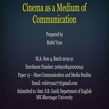 Cinema as a Medium of Communication