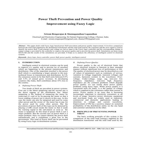 paper presentaton topic on power theft prevention and quality improvement by ...