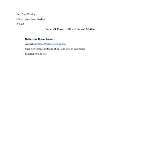 Creative Objectives and Methods