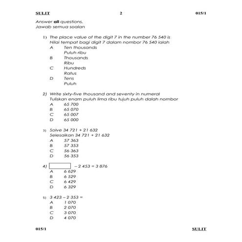 math year 4 paper 1