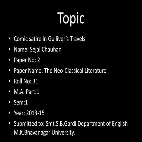 comic satire in Gulliver Travels