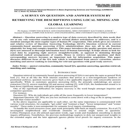 A SURVEY ON QUESTION AND ANSWER SYSTEM BY RETRIEVING THE DESCRIPTIONS USING L...