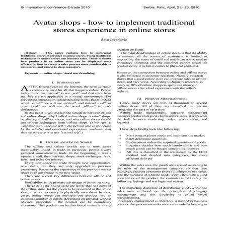 Avatar shops - how to implement traditional stores experience in online ...