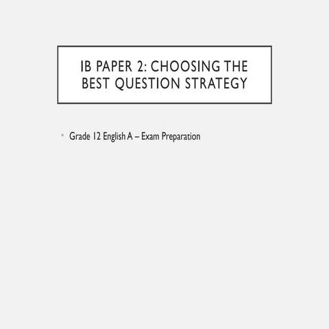 Effective Strategies for IB English Paper 2: Choosing the Best Question ...