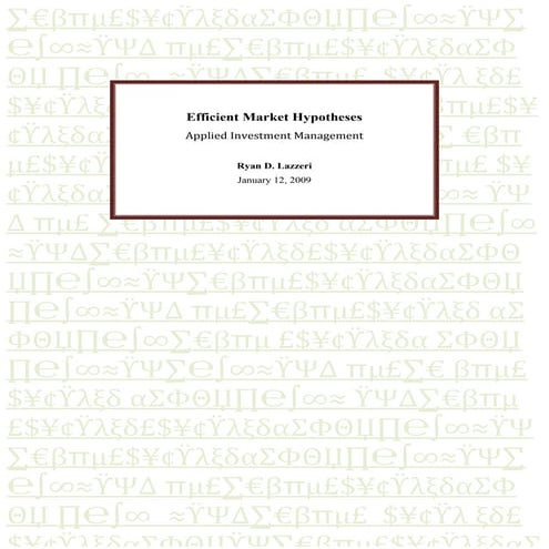 Efficient Market Hypotheses