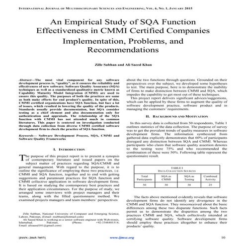 An Empirical Study of SQA Function Effectiveness in CMMI Certified Companies ...