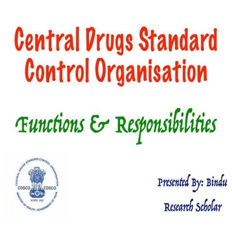 Central drug standard control organisation | PPTX