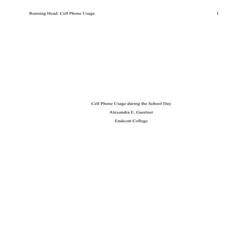 Cell Phone Usage During the School Day