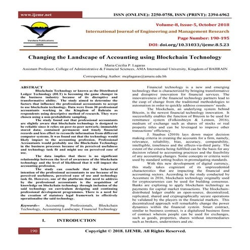 Changing the Landscape of Accounting using Blockchain Technology