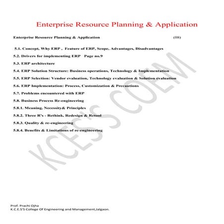 Enterprise resource planning & application