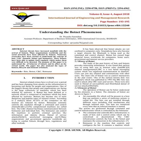 Understanding the Botnet Phenomenon