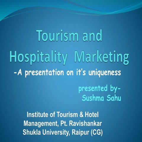 Tourism and Hospitality  Marketing