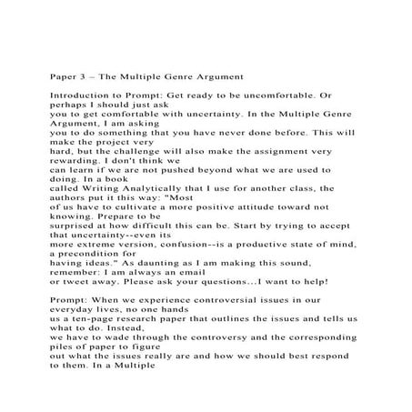 Project 2 genre analysis report assignment promptin pr | DOCX