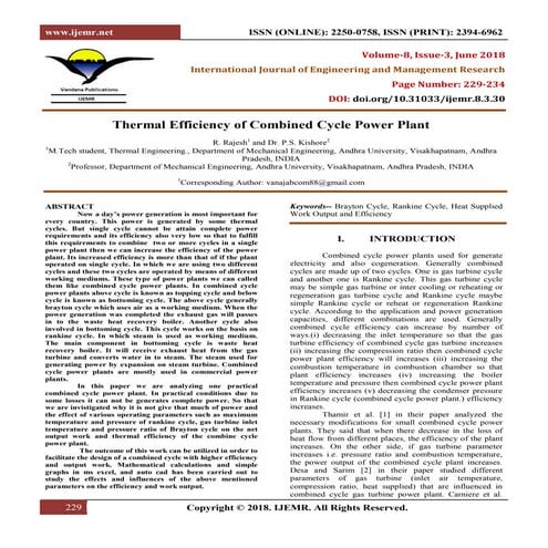 Thermal Efficiency of Combined Cycle Power Plant
