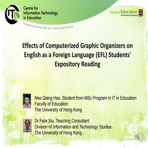 Effects of Computerized Graphic Organizers on EFL Students' Expository Reading