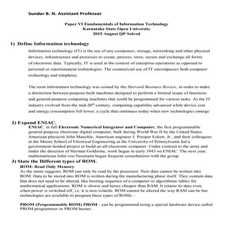 Fundamental of Information Technology