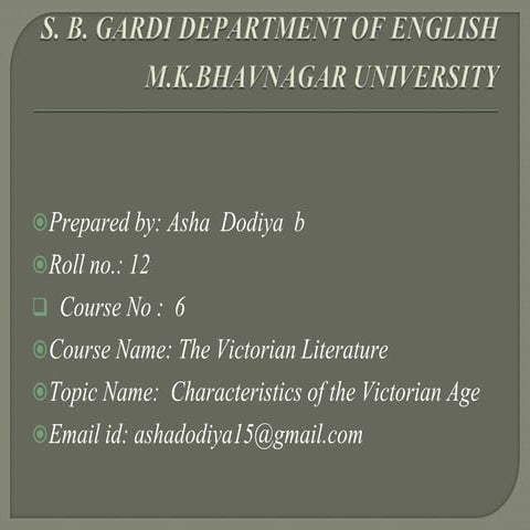 Paper  6 Characteristics of the Victorian Age