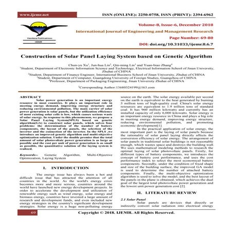 Construction of Solar Panel Laying System based on Genetic Algorithm