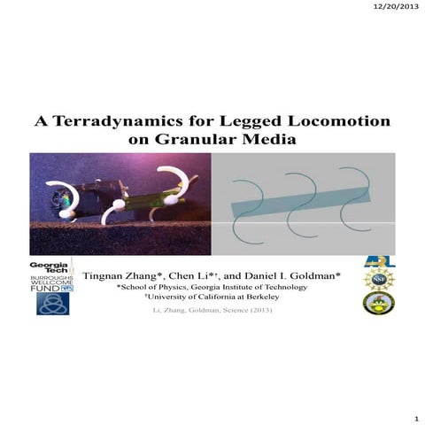 A Terradynamics for Legged Locomotion on Granular Media