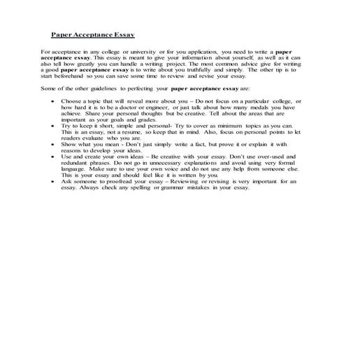 Paper acceptance essay