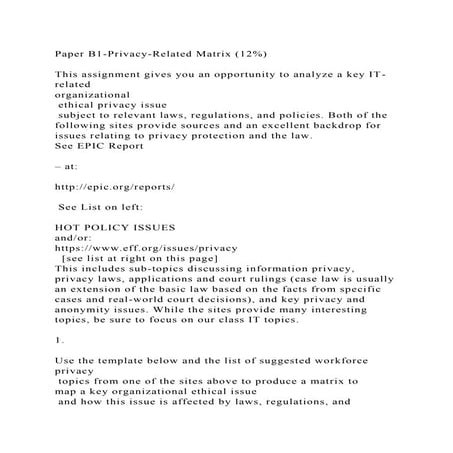 Paper B1-Privacy-Related Matrix (12)This assignment gives you a.docx