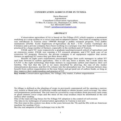 Conservation Agriculture in Tunisia