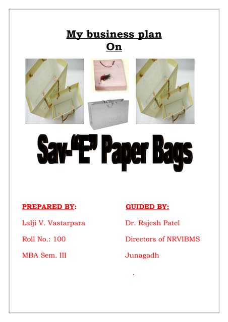 Paper bags( Business Plan) | DOC