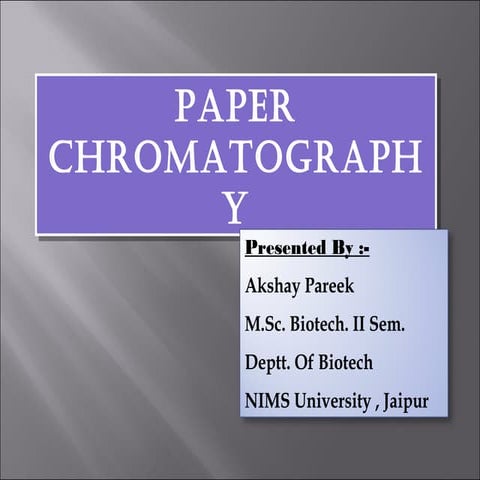 Paper chromatography